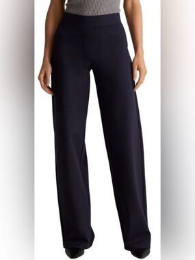 QUINCE Ultra Stretch Ponte Wide Leg Pants in Navy Size S
